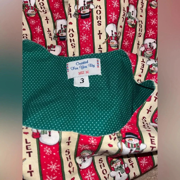 Vintage 90s Little Girls Handmade Christmas "Let It Snow" Dress Size 3T - Picture 6 of 6